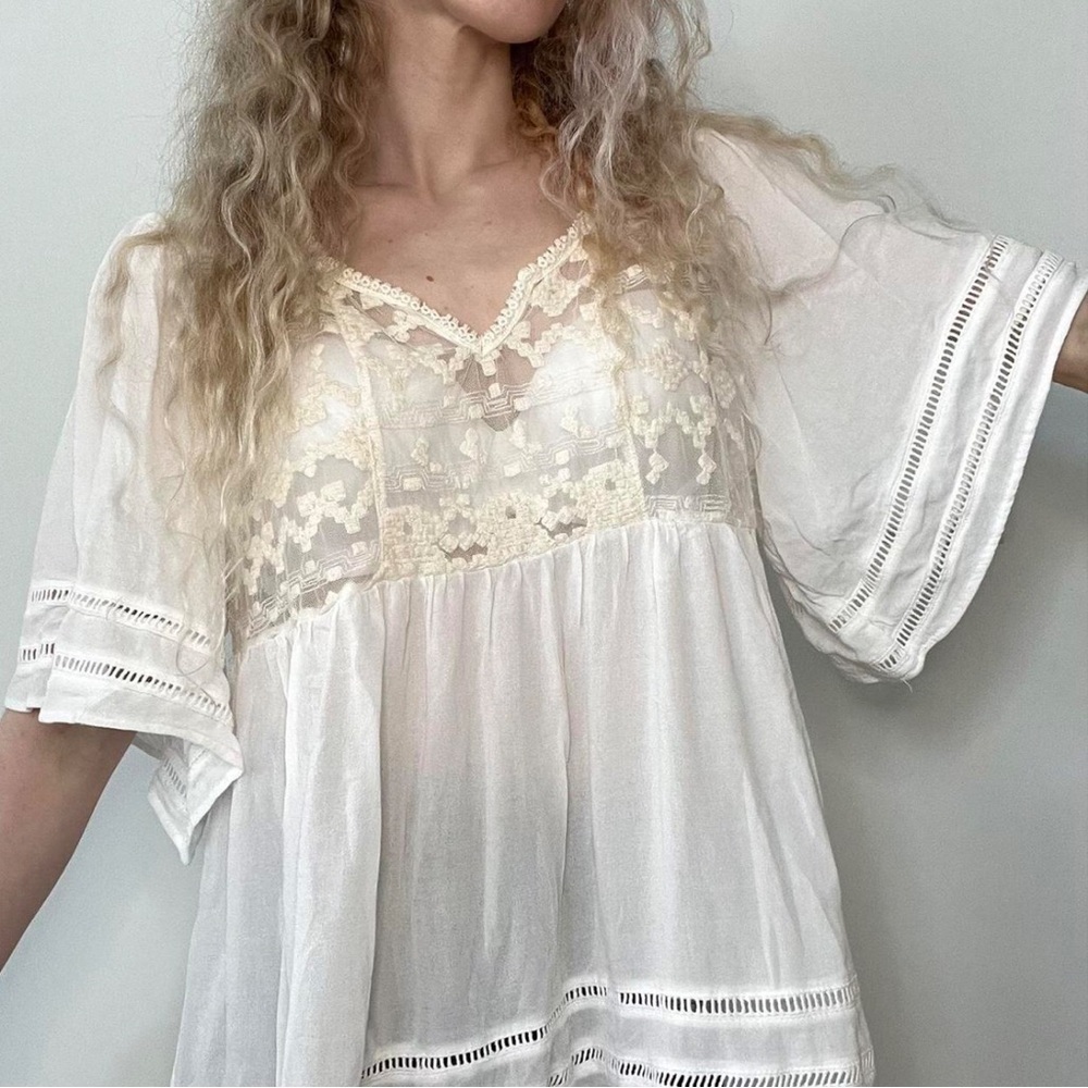 Knox Rose Bohemian Peasant Bell 3/4 Sleeves Tunic Top